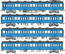 16番(HO) 国鉄103系低運転台・非ユニット窓・非冷房車、青22号動力付基本4両セットB (動力付き) (基本・4両セット) (鉄道模型)