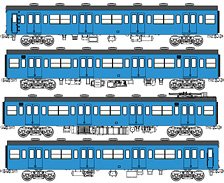 16番(HO) 国鉄103系低運転台・非ユニット窓・非冷房車、青22号動力付基本4両セットC (動力付き) (基本・4両セット) (鉄道模型)
