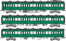 16番(HO) 国鉄103系低運転台・非ユニット窓・非冷房車、青緑1号動力なし増結3両セットJ (動力なし) (増結・3両セット) (鉄道模型)