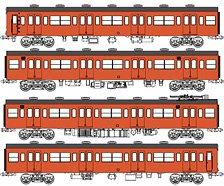 16番(HO) 国鉄103系低運転台・非ユニット窓・非冷房車、朱色1号動力付基本4両セットE (動力付き) (基本・4両セット) (鉄道模型)
