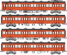 16番(HO) 国鉄103系低運転台・非ユニット窓・非冷房車、朱色1号動力付基本4両セットF (動力付き) (基本・4両セット) (鉄道模型)