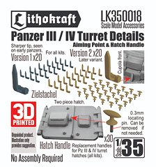 WWII ドイツ III号/IV号戦車 砲塔用ディテールセット 直接照準器&ハッチハンドル(70個入) (プラモデル)
