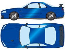 BUILT BY LEGENDS Mine`s Skyline GT-R(BNR34) ベイサイドブルー (ミニカー)