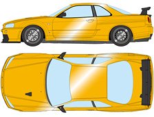 BUILT BY LEGENDS Mine`s Skyline GT-R(BNR34) ヤマブキイエロー (ミニカー)