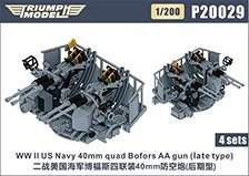WW.II 米海軍 ボフォース 40mm 四連装機関砲 (後期型) (4基入り) (プラモデル)