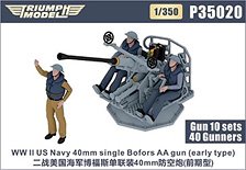 WWII US Navy 40mm single Bofors AA gun (early type) (Plastic model)