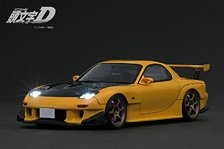 INITIAL D Mazda RX-7 (FD3S) Yellow with LED light ※LEDライト点灯仕様 (ミニカー)