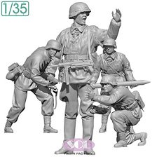 WWII German Field Artillery Crew (Set of 4) (Plastic model)