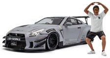 Nissan GT-R (R35) Liberty Walk Body Kit Type 2.0 (Gray) w/Figure (Diecast Car)