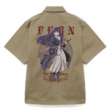 葬送のフリーレン フェルン 刺繍ワークシャツ/SAND KHAKI-M (キャラクターグッズ)