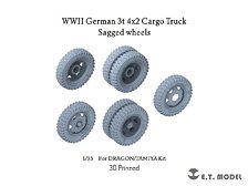 WWII ドイツ 3t 4x2カーゴトラック 自重変形タイヤセット (ドラゴン/タミヤ用) (プラモデル)