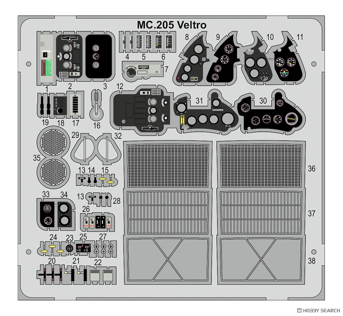 Photo-Etched Parts for WWII Italian Air Force Macchi MC.205 Veltro (Plastic model) その他の画像1