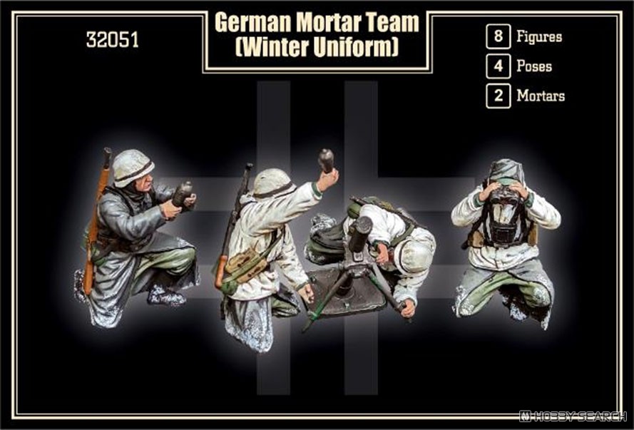 WW.II ドイツ軍 迫撃砲チーム 冬季装備 (8体/4ポーズ/2門) (プラモデル) その他の画像1