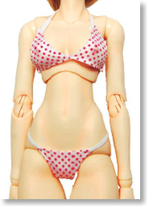 Swim wear/ Bikini (White cloth + Pink Dot) (Fashion Doll)