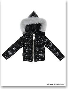 Men`s 12in Down Jacket (Black Leather) (Fashion Doll)