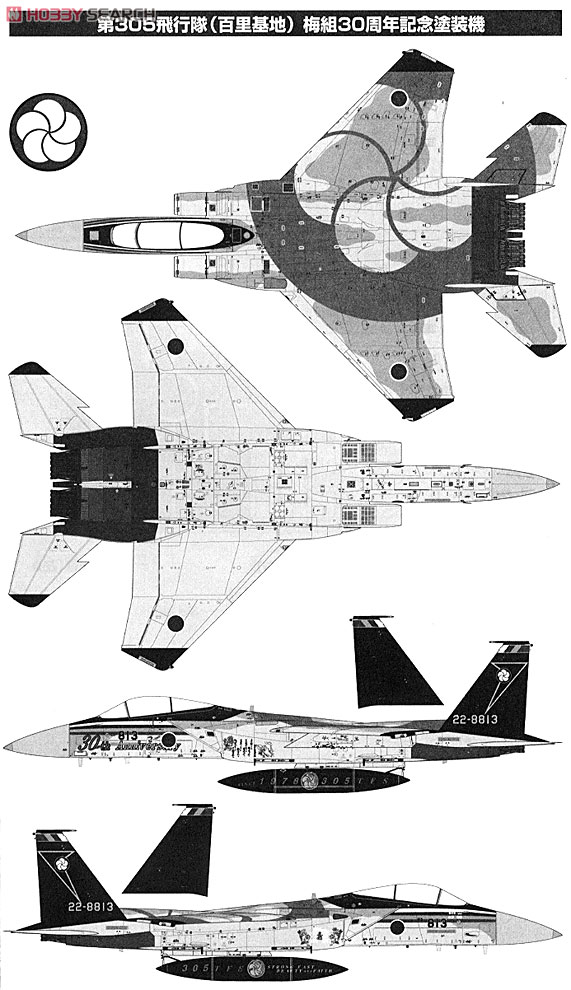 F-15J 第305飛行隊(百里) 梅組30周年記念塗装機 (彩色済みプラモデル) 塗装1