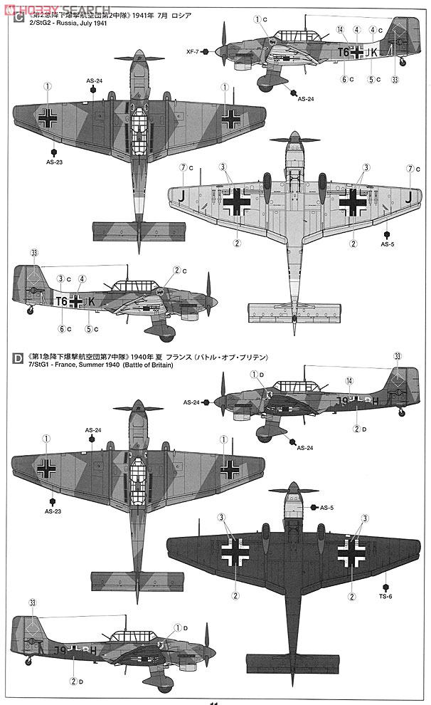 ユンカース Ju87B-2 スツーカ 爆弾搭載セット (プラモデル) 塗装3