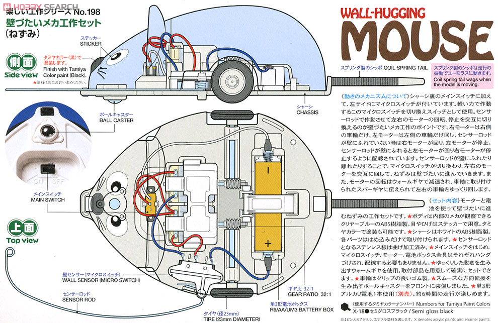 壁づたいメカ工作(ねずみ) (工作キット) 解説1