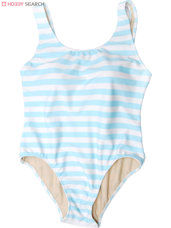 Swimsuit 1/1 Stripe One-piece = Leotard (light blue) size M (Fashion Doll) Item picture1