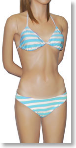 Swimsuit 1/1 Stripe Bikini (light blue) size M (Fashion Doll)