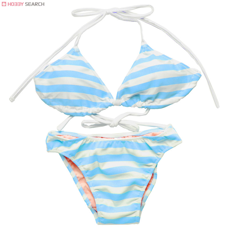 Swimsuit 1/1 Stripe Bikini (light blue) size M (Fashion Doll) Item picture1