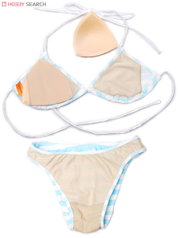 Swimsuit 1/1 Stripe Bikini (light blue) size M (Fashion Doll) Item picture4