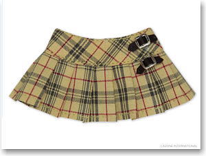 PNXS Side Belt Pleats Skirt (Beige Check) (Fashion Doll)