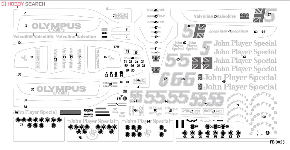 H社対応 ロータス79 リペイントデカール (ミニカー) 設計図1