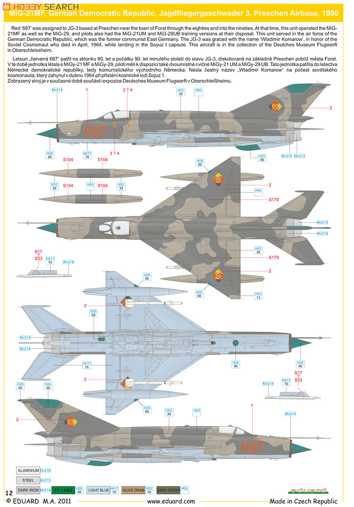 ミグ MiG-21MF フィッシュベッドJ (プラモデル) 塗装2