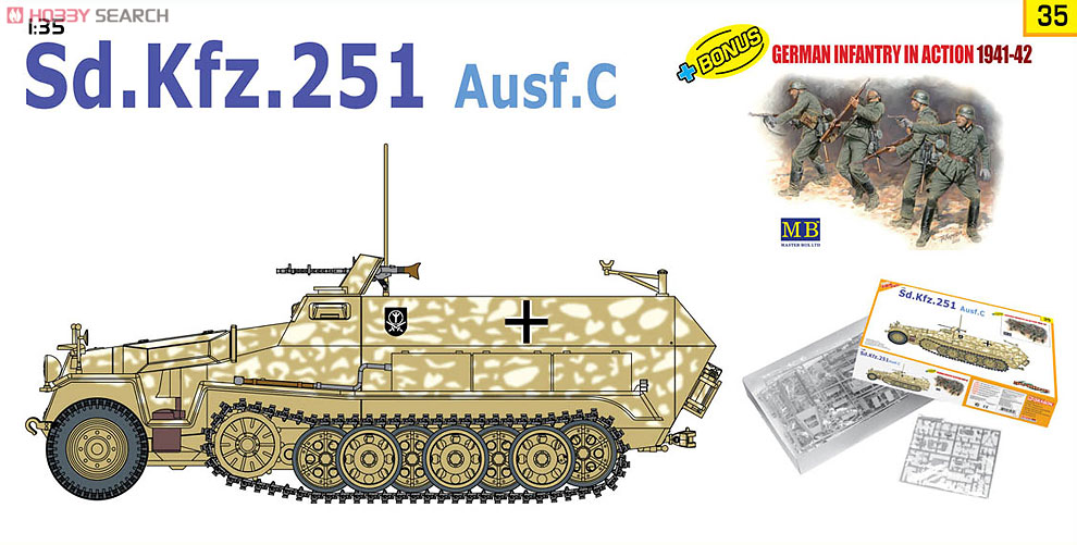 WW.IIドイツ軍 Sd.Kfz.251 C型 兵員輸送車 w/ドイツ軍 歩兵 1941-1942 (プラモデル) 商品画像2