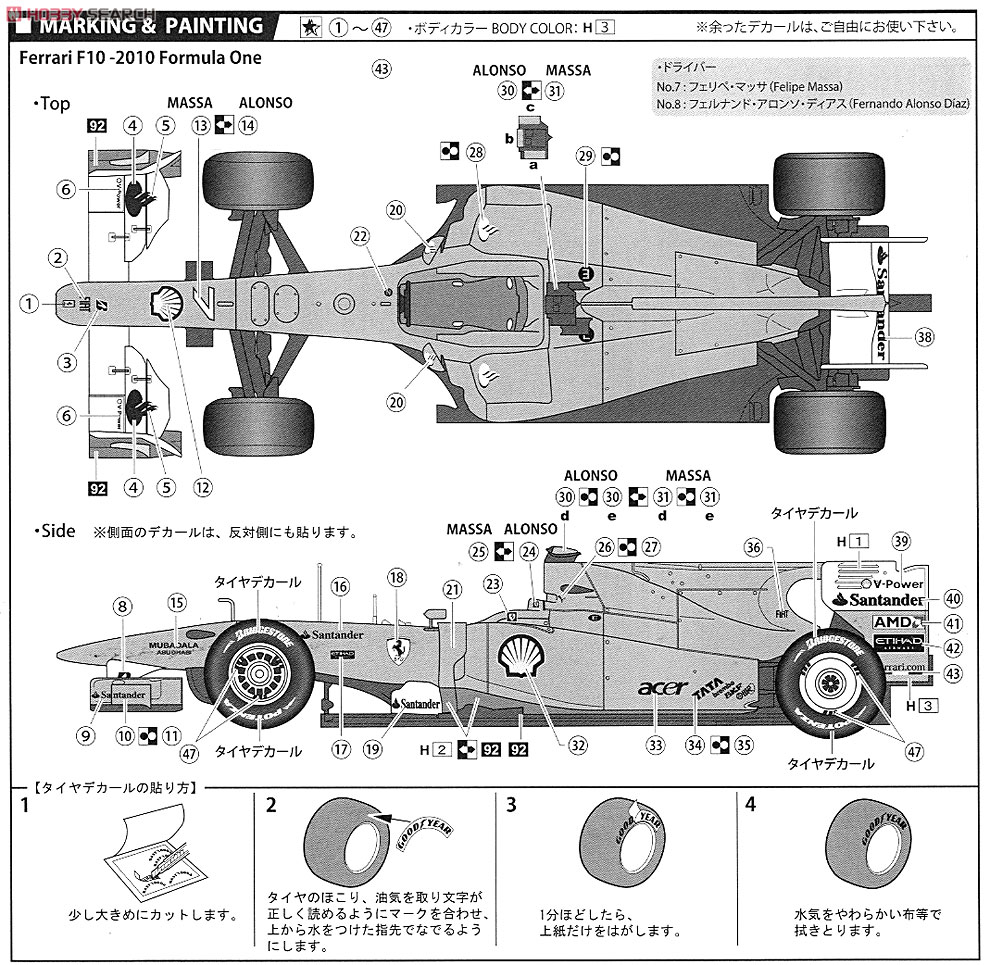 フェラーリF10 日本GP (プラモデル) 塗装2