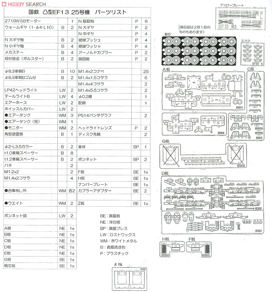 国鉄 EF13 25号機 凸型 電気機関車 丸ボンネットタイプ (EF13III) (組み立てキット) (鉄道模型) 設計図5