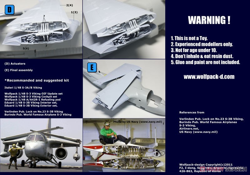 S-3B ヴァイキング 主翼 折り畳みセット (1/48 イタレリ用) (プラモデル) その他の画像3