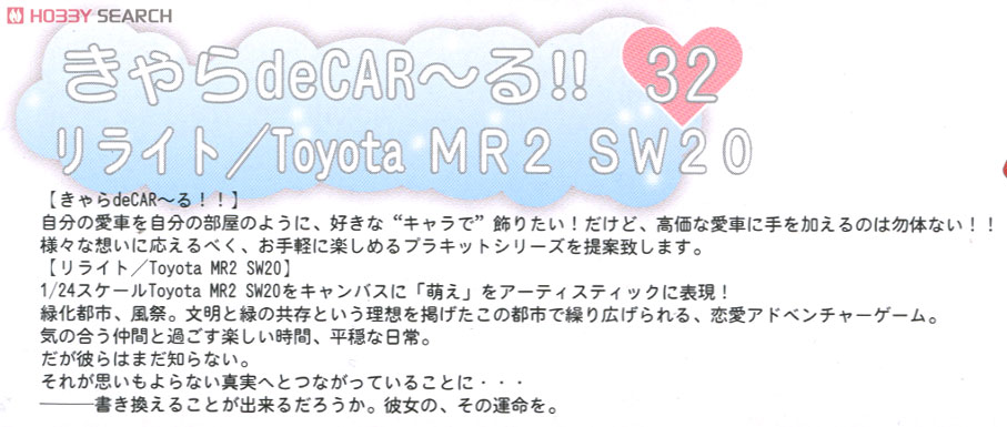 リライト/Toyota MR2 SW20 (プラモデル) 解説1