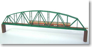 (N) ペーパーストラクチャー 曲弦トラス鉄橋 (Nゲージ用) (緑色) (1組入) (塗装済み完成品) (鉄道模型)