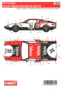 DE TOMASO #31 LM 1972用デカール (プラモデル)