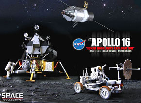 NASA アポロ16号 CMS(司令船/機械船)+月着陸船+月面探査車 `デカルト高地の探査` (完成品宇宙関連)
