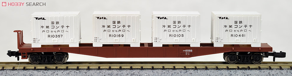 コキ5500 (普通コンテナ(緑)積載/冷蔵コンテナ(白)積載) (2両セット) (鉄道模型) 商品画像1
