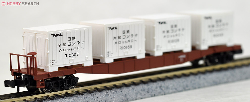 コキ5500 (普通コンテナ(緑)積載/冷蔵コンテナ(白)積載) (2両セット) (鉄道模型) 商品画像2