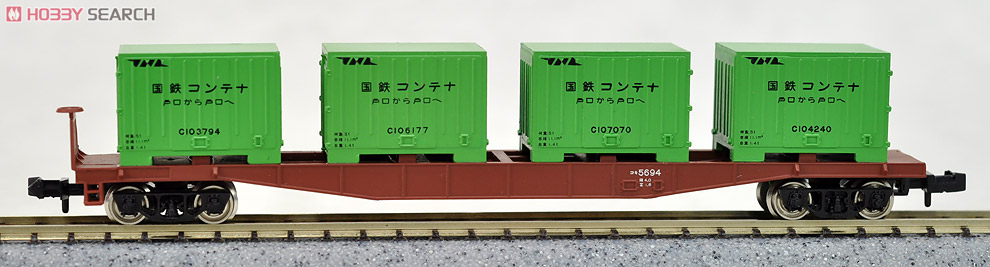 コキ5500 (普通コンテナ(緑)積載/冷蔵コンテナ(白)積載) (2両セット) (鉄道模型) 商品画像4
