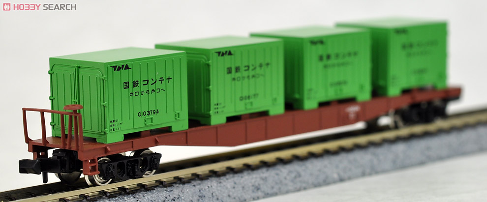 コキ5500 (普通コンテナ(緑)積載/冷蔵コンテナ(白)積載) (2両セット) (鉄道模型) 商品画像5