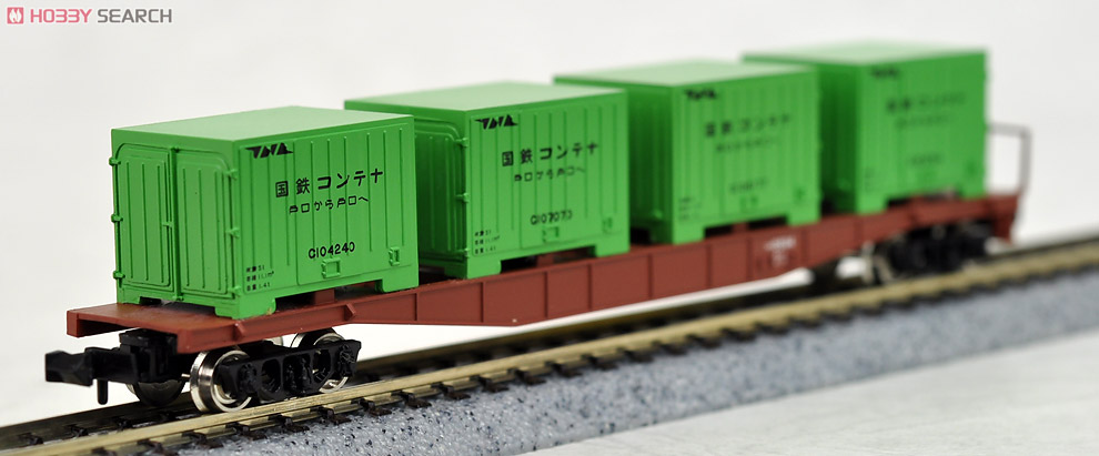 コキ5500 (普通コンテナ(緑)積載/冷蔵コンテナ(白)積載) (2両セット) (鉄道模型) 商品画像6