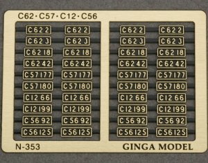Number Plate for C62/C57/C12/C56 (10pcs.) (Model Train)
