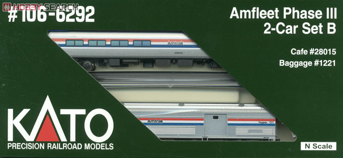 Amfleet Phase III 2-Car Set B (Cafe No.28015 / Baggage No.1221) (増結B・2両セット) ★外国形モデル (鉄道模型) パッケージ1