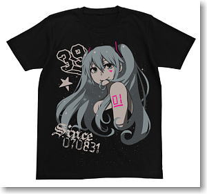 Hatsune Miku Hatsune Miku Chan x Co ver. Star T-shirt Black M (Anime Toy)