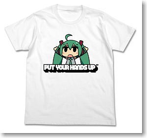 Hatsune Miku Hatsune Miku Chan x Co ver. Put your hands up T-shirt White S (Anime Toy)