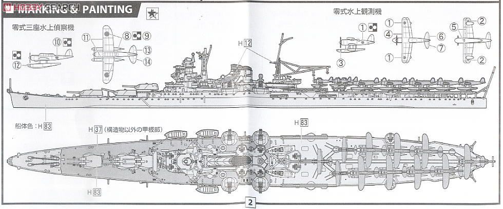 日本海軍航空巡洋艦 最上 昭和19年 (プラモデル) 塗装2