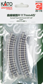 Unitrack Compact Curved Track R117mm(4 5/8)-45 degree < R117-45 degree > (4pcs.) (Model Train)