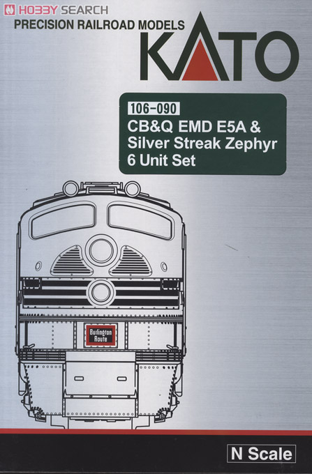 CB&Q EMD E5A & Silver Steak Zephyr 6 Unit Set (シルバー) (6両セット) ★外国形モデル (鉄道模型) パッケージ1