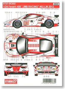 458 `JMB RACING` #83 LM 2012 Decal (Decal)